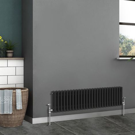 Traditional Radiator Cast Iron Style Radiator 3 Column Black 300x1192mm