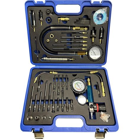 Compression Tester, 46pcs Petrol Diesel Pressure Loss Tester Compatible with Petrol Diesel Engines Cars Trucks Bus Engines Agricultural Ships (1/5)