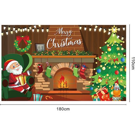 Décoration de Noël style 2025, bannière de cour, articles de fête de Noël, toile de fond photo - 110 x 180 cm - QW-18