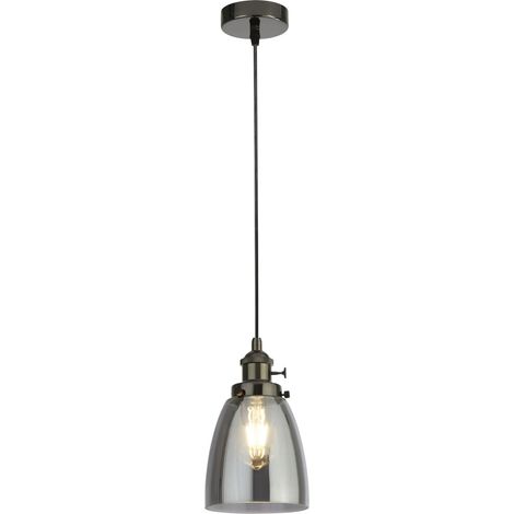 Searchlight - Suspension à 1 lumière, chrome noir, verre fumé, E27 (1/4)