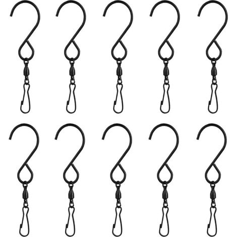 Mousquetons pivotants, lot de 50 crochets en S en acier inoxydable avec émerillon rotatif (1/5)