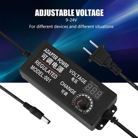 Adaptateur secteur AC/DC réglable 9-24 V 3 A, anti-interférences. (1/5)
