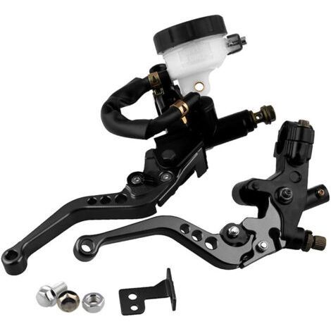 7/8" Motorcycle Clutch and Brake Levers – Black CNC Aluminum – 6-Position Adjustable – Compatible with Honda, Suzuki, Kawasaki (1/4)