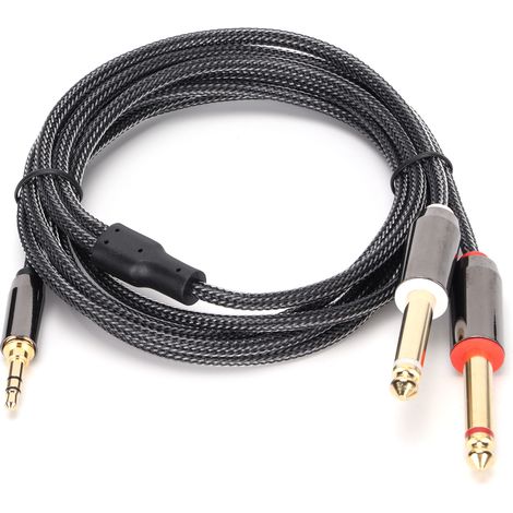 Câble Audio 3.5mm vers Deux Jack 6.35mm Mâle avec Connecteurs Dorés (1/5)