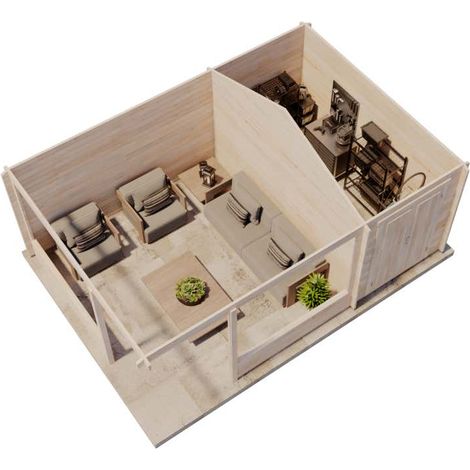 Alpholz 5-Eck Gartenlaube Maik-40 mit Anbau Gartenlaube aus Holz in Pinie, Blockhaus mit 40 mm Wandstärke, Holzhaus mit Montagematerial (1/3)