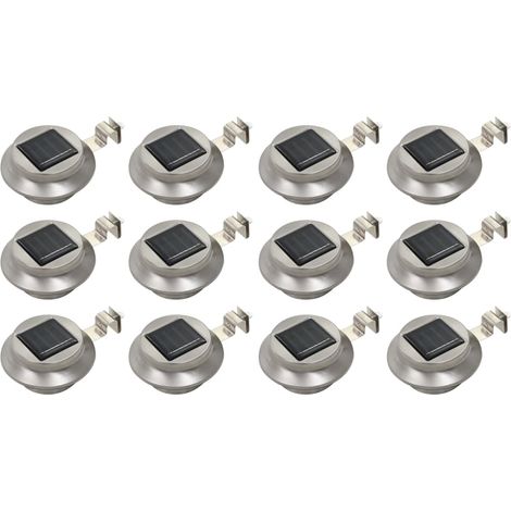 Solar-Außenleuchten 12 Stk. LED Rund 12 cm Weiß