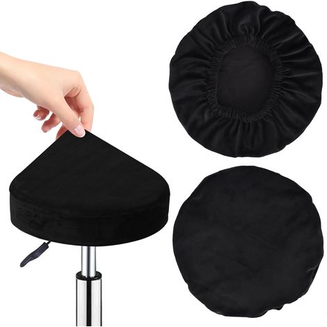 CCYKXA Housse Tabouret Rond 30-40cm, 2 Pièces,Housses De Tabouret Rond Noir, Housse Tabouret De Bar, Extensible, Lavable, Douce Et Durable,pour Maison, Bar, Restaurant (Noir) (1/5)