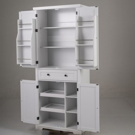 Mueble de cocina independiente con 4 estantes regulables y un gran cajón moderno para un almacenamiento seguro en MDF blanco 200017357