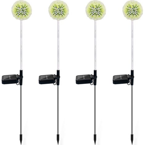 Set mit 4 einköpfigen Solar-Löwenzahnleuchten, intelligente Lichtsteuerung, IP65 wasserdicht, für die Gartenbepflanzung. (1/5)
