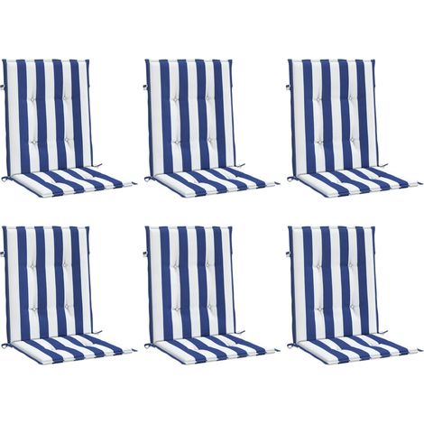 vidaXL Coussins de dossier 6 pc Tissu Oxford Bleu et Blanc