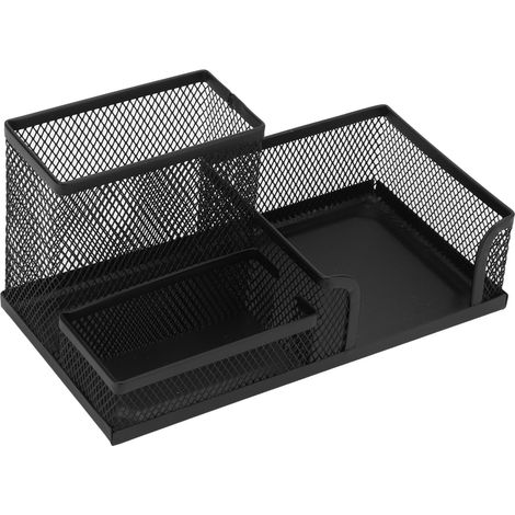 Porte-stylos métallique robuste, 3 cases, design sobre pour bureau, rangement stable et durable. (1/5)