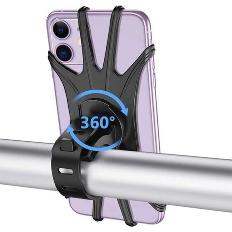 Support Téléphone Vélo, Universel Support Vélo du Guidon, Support Téléphone Moto 360° Rotation pour 4.0-6.5 Pouces Smartphones Noir