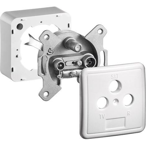 Goobay 68852 toma de corriente TV + SAT Plata, Blanco (1/3)