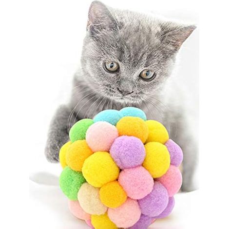Lot de 3 jouets colorés pour chat et chat avec cloche pour attraper les taquinettes, les griffoirs (1/5)