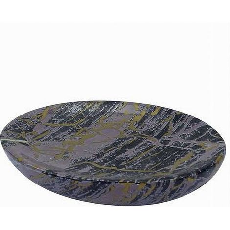 Cleafe - Piatto Piattino Porta Sapone Arredo Da Bagno Effetto Marmorizzato Nero Oro 59893 - (1/2)
