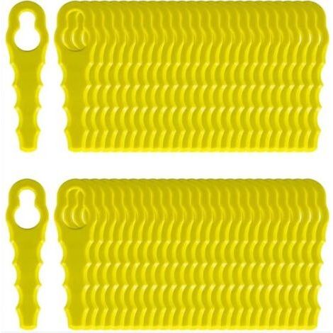 Pack of 100 Replacement Blades compatible with Ryobi Grass Trimmer, Double Serrated Blade Heads RAC155 RAC157 RAC158 (1/5)