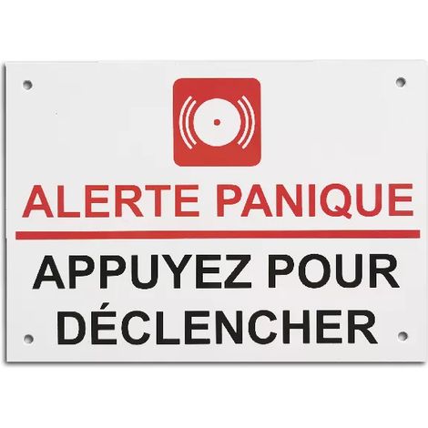 Panneau 'ALERTE PANIQUE - APPUYEZ POUR DÉCLENCHER' - PVC résistant (format A5)