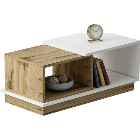 Couchtisch Ruino, 2 Fächer, rechteckig, Platte braun, 90x45x36h cm, Eiche rustikal dunkel