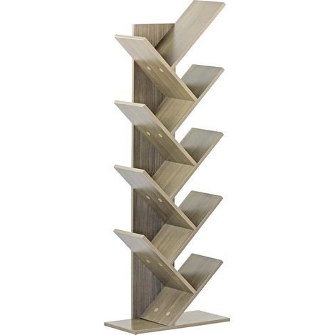 Libreria 8 ripiani in legno 40x132x216 cm effetto rovere grigio (1/5)