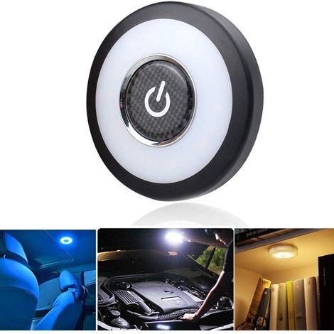 Lampe Plafonnier Dôme - 12 V - LED Rechargeable USB - 3 Couleurs Blanc/Bleu/Glacier - Magnétique et Autocollant - Pour Voiture. Camping-Car. Fourgonnette. Intérieur Maison - 1 Pièce (1/5)