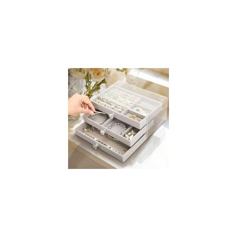 Boîte à Bijoux Élégante avec 3 Tiroirs - JINFGERNE - Organisateur Transparent pour Boucles d'Oreilles et Bijoux