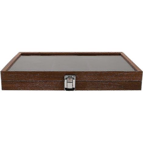 Boîte à bijoux en bois marron, organisateur à 6 compartiments compatible avec bagues, boucles d'oreilles, colliers et bracelets, coffret de rangement style vintage (1/5)