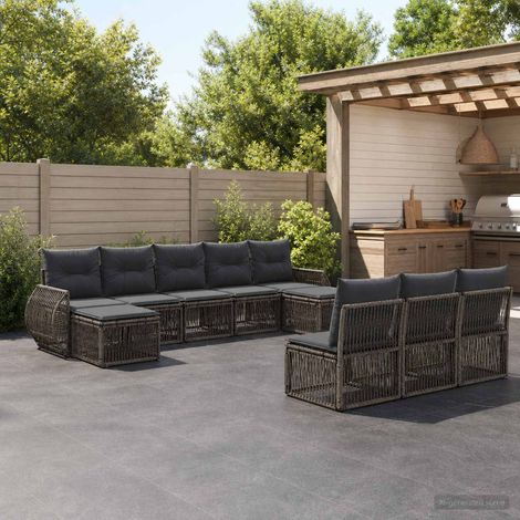 Set Divano da Giardino 10 pcs Grigio e Grigio Scuro polyrattan vidaXL (1/5)