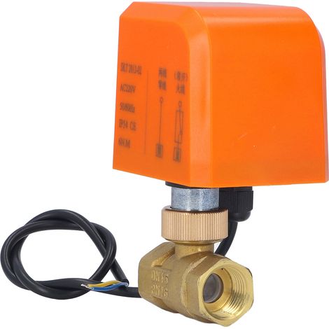 DN15 2-Wege-Kugelhahn, Messing, normalerweise offen, 1/2-Zoll-Gewinde, 220 V Wechselstrom, 2-adrig (1/5)