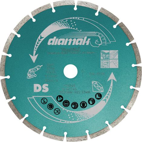 Makita – Disque diamant segmenté 230mm D61145 – Pour maçonnerie, béton armé – Diamètre alésage 22,23mm – Coupe à sec et humide (1/10)
