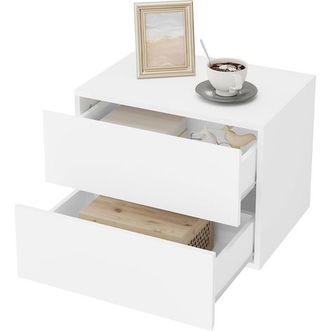 WOLTU 1x Mesitas de Noche para Dormitorio, Mesitas de Noche Colgantes Blanco 40x30x30 cm