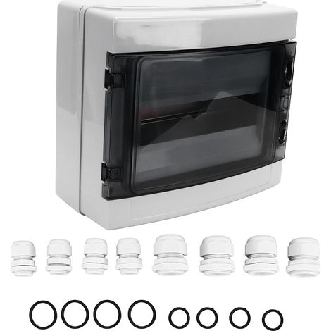 Boîte de distribution électrique IP65 étanche, couvercle transparent, boîtier de jonction pour disjoncteurs MCB, protection extérieure. (1/5)
