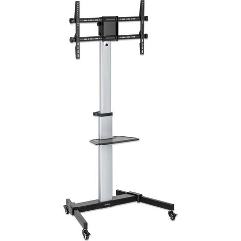 Manhattan 462327 Supporto TV a parete 2,18 m [86] Nero, Argento (TV & Monitor Mount, Trolley Stand, 1 screen, Screen Sizes: 37-86, -10 to 5Ã¸ Tilt, 90Ã¸ Rotation, Silver/Black, VESA 200x200 to 600x400 (1/5)