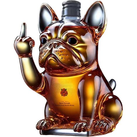 Figurines amusantes en forme de bouteilles de whisky, bouteilles en verre en forme de teckel/bouledogue/canard/animaux, idéales pour les bars, la maison et la décoration. (1/5)