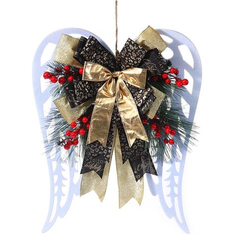 Guirlande Ange - Couronne Décorative Porte Noël et Nouvel An - Dimensions 48 x 39 cm - Matière Plastique - Pour Intérieur et Extérieur - 1 Pièce (1/5)