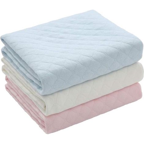 3 wasserdichte Windeleinlagen für Babys – umweltfreundliche Baumwolle, atmungsaktiv, waschbar und wiederverwendbar – blau + rosa + weiß – 70 x 120 cm (1/5)