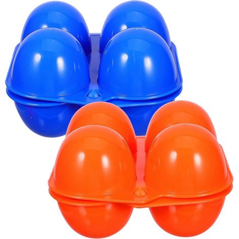 Lot de 2 supports à œufs pour le camping, 4 compartiments, boîtes à œufs en plastique pour l'extérieur, résistantes aux chocs, pour réfrigérateur, avec couvercle. Organisateur d'œufs. (1/4)
