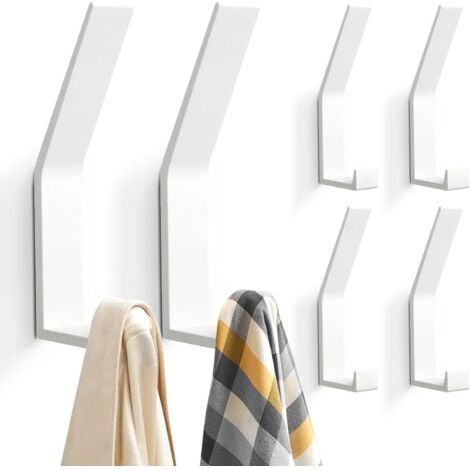 (Blanc)6 PCs Patères，Crochet Porte Manteau Moderne pour Vestes, Manteaux, Vêtements, écharpes, Sacs à Main et Plus (1/5)