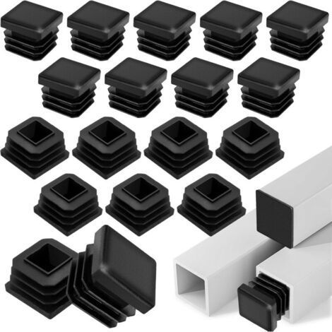 20 bouchons tube carré 25x25 mm noirs, embouts lamelles pour tubes métalliques, chaises, tables et meubles (1/4)