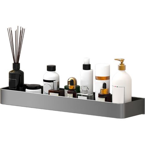 Étagères de rangement murales pour salle de bain, en aluminium, pour douche, flottantes, grises, 30 cm, simple couche (1/5)