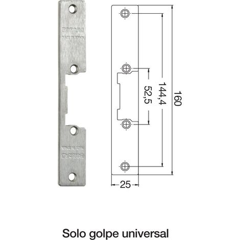 Placa Cuerpo Cierre Electrico Universal 25Mm Inox