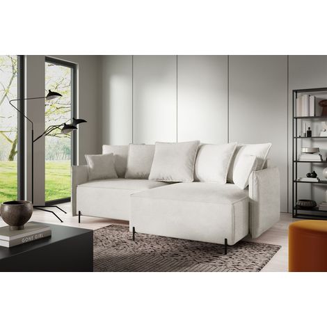 Ecksofa Schlafsofa BETTO Stoff Now or Never Weiß Ottomane Rechts (1/4)