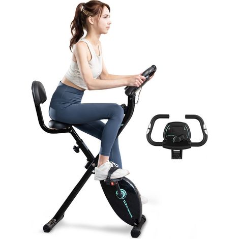 CITYSPORTS Heimtrainer X-Bike klappbar für Zuhause,LCD-Display mit Pulsmessung & Rückenlehne,8 Widerstandsstufen,Leise Magnetbremse & Transportrollen,Bis 120 kg Belastbarkeit (1/5)