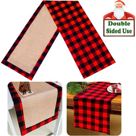 Nappe de Noël à carreaux noirs et rouges, nappe à carreaux Buffalo pour décoration de fête (1/5)