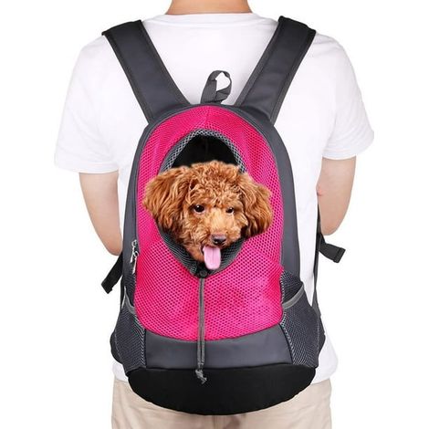 Pet Backpack Carrier for Small Dog-Cat-Puppy (8lbs Max) On-the-Go Travel Pet Front Back Pocket Breathable Mesh Pup Softpack 40 35 17 cm Rose (1/5)