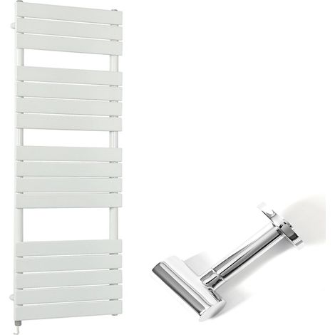 Milano Lustro Electric White Flat Panel Heated Towel Rail Radiator with Simple Heating Element and Cable Cover - 1500mm x 450mm (1/5)