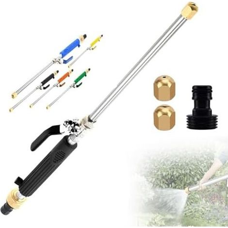 2-in-1-Hochdruck-Gartenschlauchdüse mit Schnellkupplungen, ideal für die Auto- und Terrassenreinigung, Schwarz (1/5)