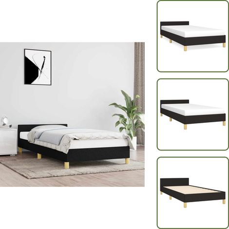 Bettgestell ohne Matratze Schwarz 100x200 cm Stoff - Bettesrahmen - Doppelbett - Boxspringbetten - Lattenrost - Schlafzimmermöbel (1/5)