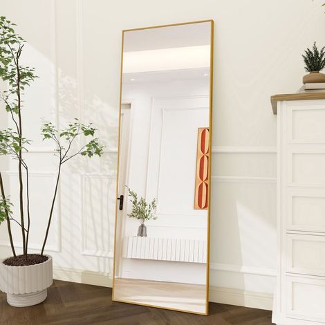 Specchio Grande Formato - Quadrato Dorato - 164x54cm - Vetro Temperato - Alluminio Anti-Deformazione (1/5)