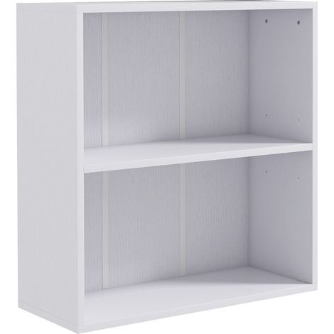Bibliothèque cube 2 rangements blanche – 2 niches ouvertes – Étagère réglable – Panneau de particules – Dimensions 60L x 24l x 63H cm – MH (1/5)
