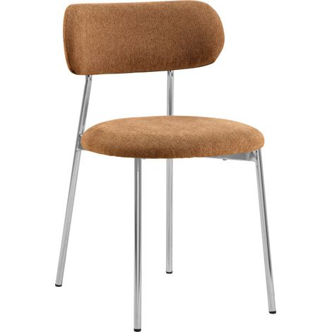 Lot de 2 chaises en tissu pieds chrome - Terracotta - Elli (1/5)
